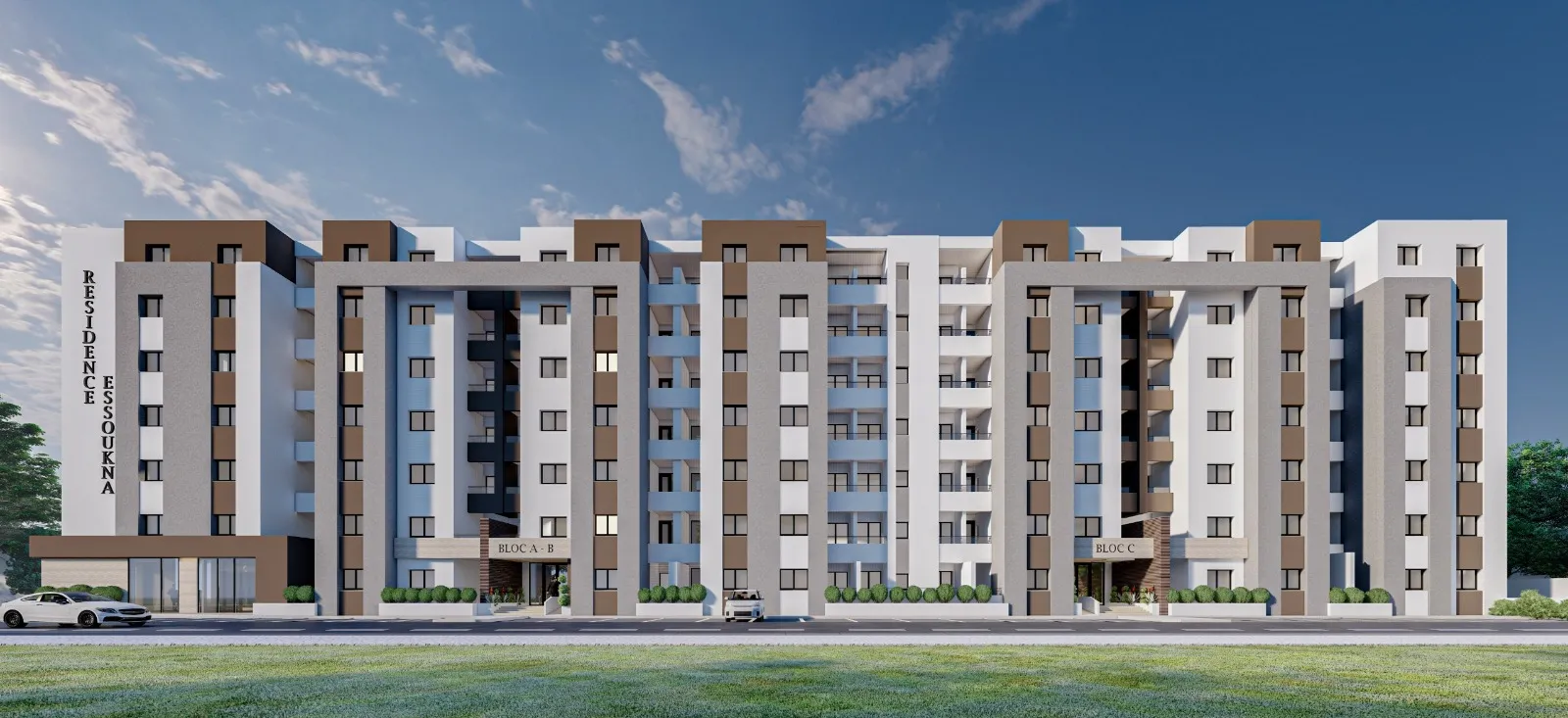 Insertion architecturale de l’ensemble résidentiel ESSOUKNA dans son environnement à Manouba